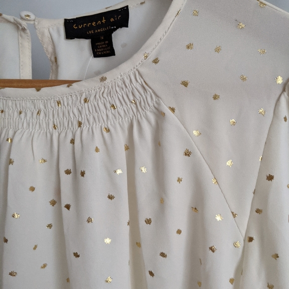 Current Air Smocked Gold Polka Dot Blouse - Picture 2 of 9